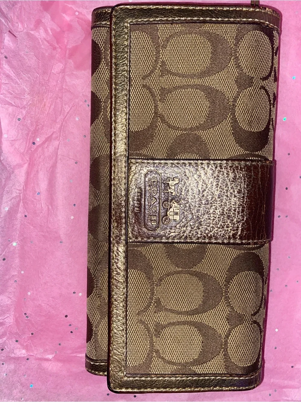 Coach Brown Signature Canvas Continental Wallet